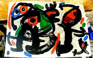 Magnificent Rare Joan Miro 1970 Ronde Nuit (night Watch) Color Lithograph