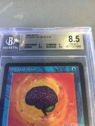 1993 Magic The Gathering MTG Alpha Sleight Of Mind R B BGS 8.  5 NR - MT,  Beckett 3