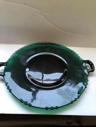 Killarney Green Emerald Tiffin Handled Plate T Pearl Edge Rare