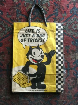 Rare Vintage Felix The Cat Bag Of Tricks Shopping Bag 1982 Japan Plastic Paper