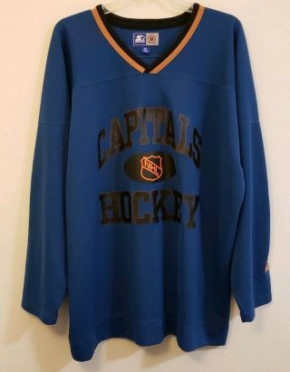 Vintage Starter Washington Capitals Nhl Hockey Practice Jersey Blue Size Xl Rare