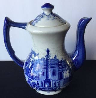 Vintage Victoria Ware Ironstone Flow Blue Tea Pot 8” T Transferable Rare Shape 3