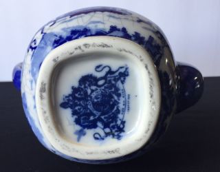 Vintage Victoria Ware Ironstone Flow Blue Tea Pot 8” T Transferable Rare Shape 4