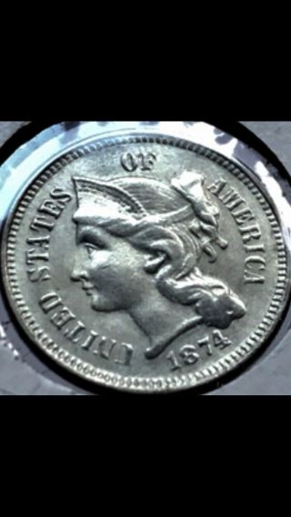 1874 3 Three Cent Nickel Rare Date