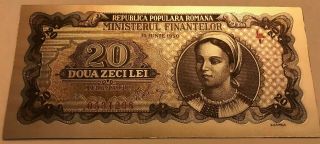 Romania 20 Lei 1950 Rare Red Serial Number Banknote Polymer Silver Plated
