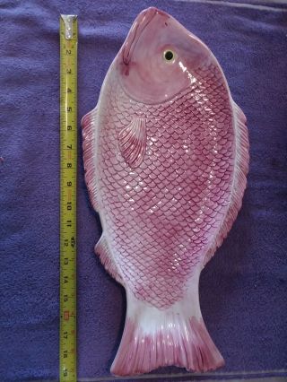 Rare Vintage Fitz & Floyd Ff 1986 Large Red Fish Platter Japan Sea Baech Decor