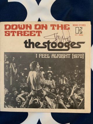 Rare Punk Stooges Down On The Street French Single Signed By Iggy - 1970