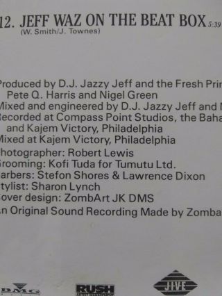 vtg DJ JAZZY JEFF & The FRESH PRINCE Rare 1989 Long BOX CD Will Smith 7