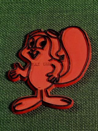 Rocky Squirrel Rubber Fridge Magnet 70s Bullwinkle Show Tv Cartoon Rare Euc