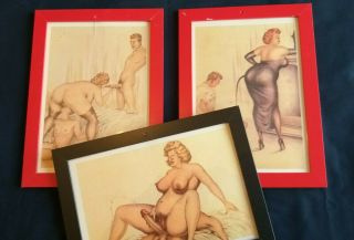 Vintage Erotic Renaissance Art Paintings Prints Collectible Set Of 3 Offer Rare
