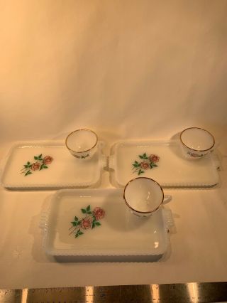 Vintage Rare 3pc.  Milk Glass Cup & Plate Luncheon Set.