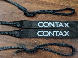 Rare Contax Tvs Iii Neck Strap Braided Nylon,  Leather,  & Webbed Cotton Canvas