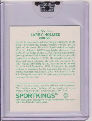 RARE 2007 SPORT KINGS LARRY HOLMES MINI CARD 15 ALL TIME GREAT BOXING CHAMP 2