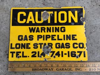 Rare Vintage Porcelain Lone Star Gas Metal Sign Warning Caution Sign 14”x10”