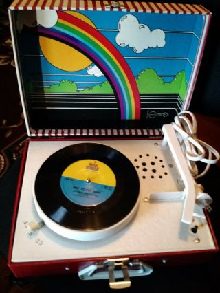 Rare Vintage 1970 Imperial Party Time Children Record Player Red & White Striped