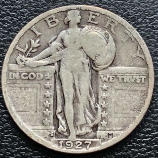 1927 S Standing Liberty Quarter 25c San Francisco Better Grade Rare 18940