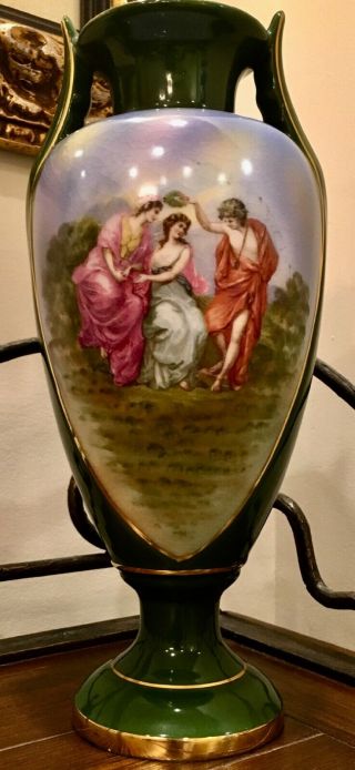 Antique Rare Royal Crown Vase Hand - Painted Czechoslovakia Vivid Vase