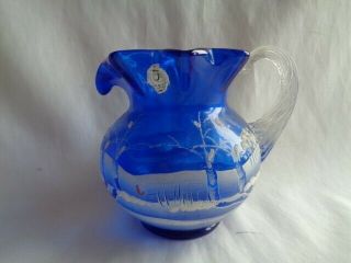 Rare Fenton Glass - Creamer Hand Painted - Canaan Valley Art.  Siged