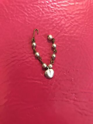 Vogue Jill Doll Pearl Heart Necklace Rare 1957 For 10.  5 " Dolls