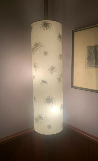 Vintage Mcm Tension Pole Lamp Palm Starbusrt Shade Unqiue Rare Multi