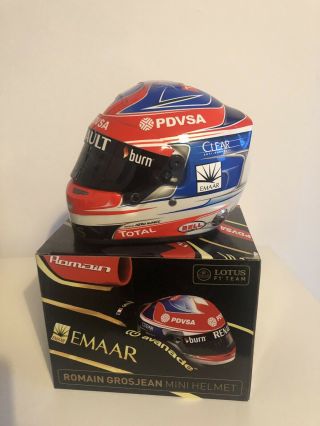 Rare Romain Grosjean Signed 1/2 Scale F1 Lotus Renault Helmet 2