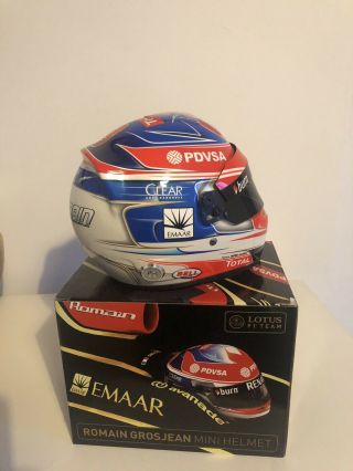 Rare Romain Grosjean Signed 1/2 Scale F1 Lotus Renault Helmet 3