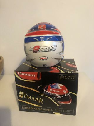 Rare Romain Grosjean Signed 1/2 Scale F1 Lotus Renault Helmet 4