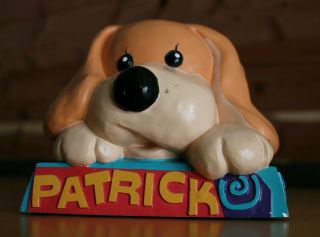 Fao Schwartz Patrick The Pup Ceramic Coin Bank Famous Plush Dog Piggy Bank Rare