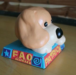 FAO SCHWARTZ Patrick the Pup ceramic coin bank Famous plush dog piggy bank Rare 3