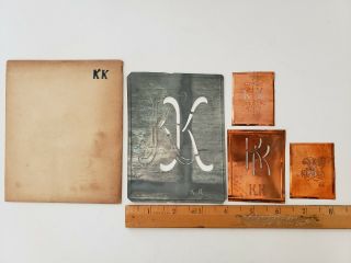 K K Rare Antique Copper And Tin Embroidery Monogram Stencil Set