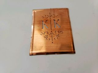 K K RARE Antique Copper And Tin Embroidery Monogram Stencil Set 4