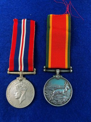 Ww2 British Medal Group - Includes Rare South Africa Issue - Named To Same Guy