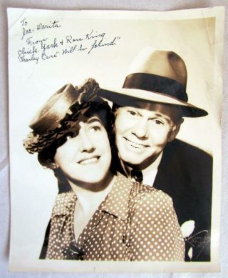 1940s Chick York & Rose King Signed Photo To Curly Joe Derita Three Stooges Rare