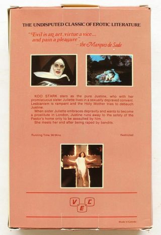 MARQUIS DE SADE ' S JUSTINE VEC Big Box Canadian VHS Koo Star Erotica RARE 2
