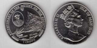Isle Of Man – Rare 1 Crown Unc Coin 1989 Year Km 243 Ship Mutiny Bounty Pitcairn