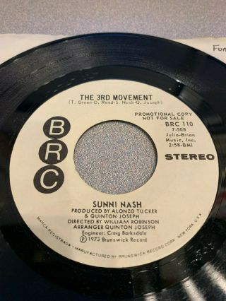 Sunni Nash - The 3rd Movement - Rare Brc Funk Soul 45 Ex,  Promo