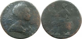 1773 British Non Regal Halfpenny,  Very Rare Georgvis Legend Error,  Sharp Coin
