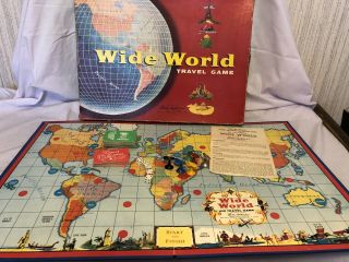 Wide World Travel Game By Parker Brothers Vintage Rare Board Game 1957