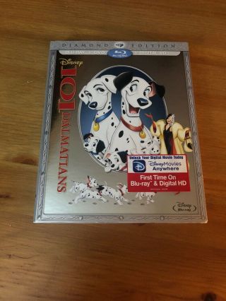 101 Dalmatians Disney Blu - Ray/dvd Diamond Edition Rare Slip Cover Out Of Print
