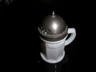 Rare & Unique Antique White Milk Glass Salt & Pepper Combination Shaker,  1800 