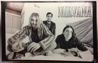 Nirvana Kurt Cobain Vintage Poster 1996 Rare Vintage 22.  25 " X 34.  50 Black White