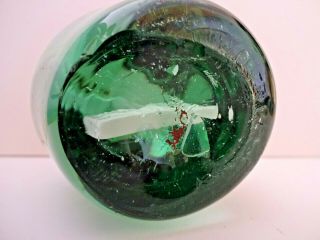 MID 19thC RARE VICTORIAN GREEN GLASS DUMP PAPERWEIGHT,  WITH CHERUB CLAY FIGURE 5