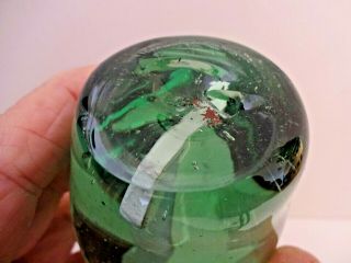 MID 19thC RARE VICTORIAN GREEN GLASS DUMP PAPERWEIGHT,  WITH CHERUB CLAY FIGURE 6