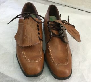 Footjoy Rare Vintage Green - Joys Golf Shoes Men’s Size 11 D Brown Vinyl Flap Wing