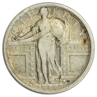 1917 Type 1 Standing Liberty Quarter,  Rare Variety,  Silver Coin [3653.  23]