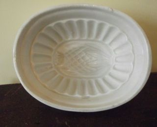 Rare Vintage Antique White Ironstone Fluted Pudding Jelly Mold
