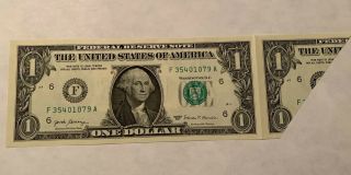 2017 $1 - One Us Dollar - Cutting Error - Rare - Us Currency - Paper Money