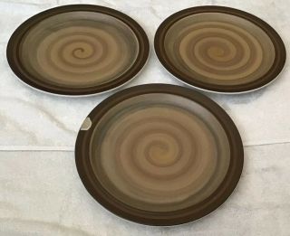 Vintage Electra Casual Ceram Stoneware Rare Camero Design Dinner Plates Set Of 3