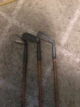 Antique Rare Hickory 3 Clubs H.  Turpie/edgewater - R.  Simpson Carnoustie Very Old