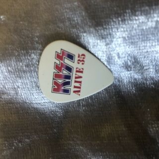 Kiss Red Foil Signed Rare Alive 35 Tour Gene Simmons Autograph Guitar Pick Bass